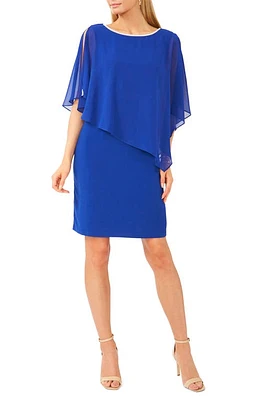 Chaus Rhinestone Trim Cape Overlay Dress Goddess Blue at Nordstrom,