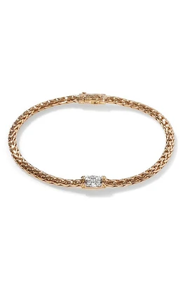 John Hardy Classic Chain Bracelet with Diamonds in Gold at Nordstrom, Size Medium