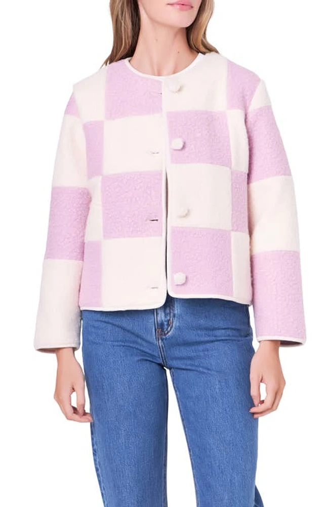 English Factory Boxy Checker Jacket Lilac/Cream at Nordstrom,