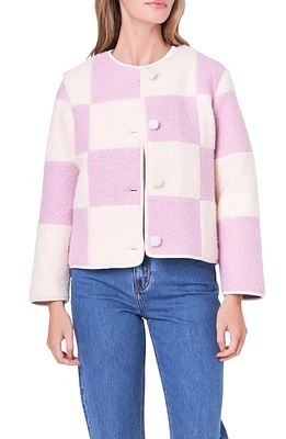 English Factory Boxy Checker Jacket Lilac/Cream at Nordstrom,