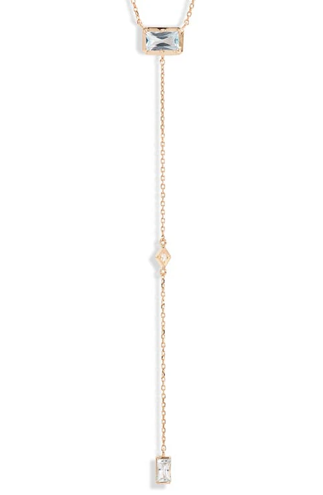 Anzie Dewdrop Blue Topaz Y-Necklace in Yellow Gold/Blue at Nordstrom, Size 18 In