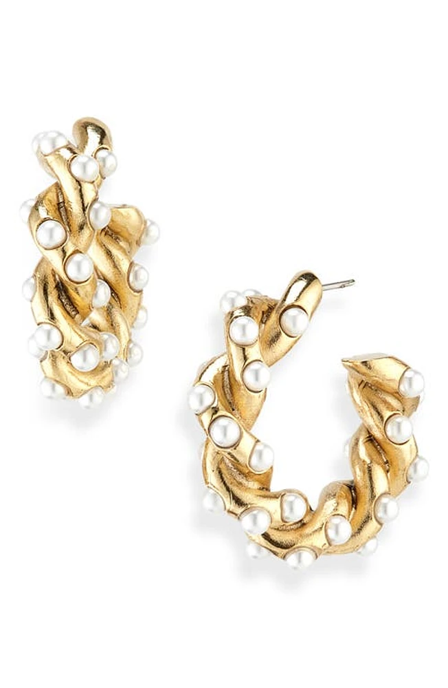 Oscar de la Renta Imitation Pearl Rope Hoop Earrings at Nordstrom