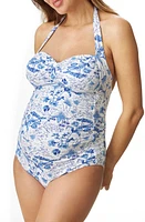 Pez D'Or Toile De Jouy One-Piece Maternity Swimsuit White/Blue at Nordstrom,