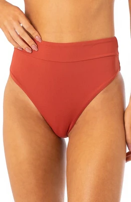 Maaji Suzy Q Reversible High Waist Bikini Bottoms in Red at Nordstrom, Size Small