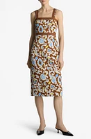 St. John Collection Western Paisley Print Cotton Blend Matelassé Dress Saddle Multi at Nordstrom,