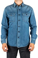 HIROSHI KATO The Brace Loose Weave Denim Button-Up Shirt Dee at Nordstrom,