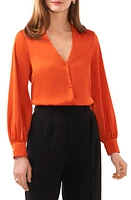 halogen(r) Collarless Satin Button-Up Shirt at Nordstrom,