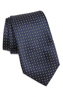 ZEGNA TIES Cinque Pieghe Geometric Silk Tie in Navy at Nordstrom