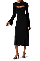 Equipment Emelienne Long Sleeve Cutout Dress in True Black at Nordstrom, Size Large