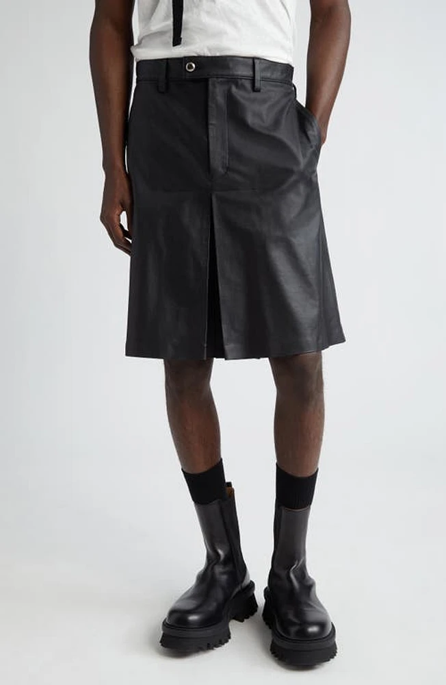 TAKAHIROMIYASHITA TheSoloist. Leather Flared Skort in Black at Nordstrom, Size 50