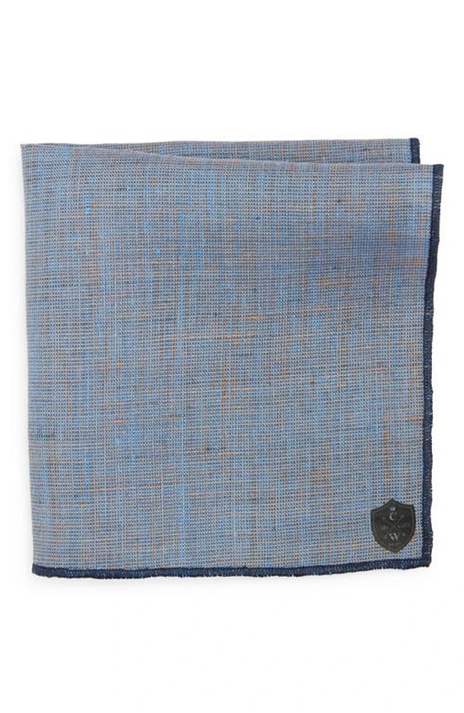 CLIFTON WILSON Crosshatch Linen Pocket Square in Blue at Nordstrom