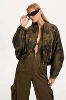 Nocturne Printed Satin Bomber Jacket in Multi-Colored at Nordstrom