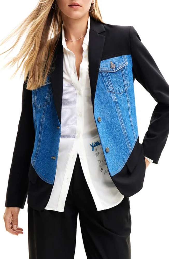 Desigual Hybrid Trucker Blazer Blue at Nordstrom,