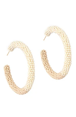 Deepa Gurnani Nixie Two-Tone Bead Hoop Earrings in Champagne at Nordstrom