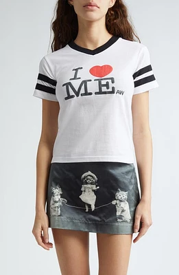 Ashley Williams I Heart Me Cotton Blend Graphic T-Shirt White W Black Trim at Nordstrom,