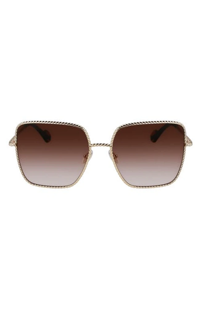 Lanvin Babe 59mm Gradient Square Sunglasses in Gold/Gradient Brown at Nordstrom