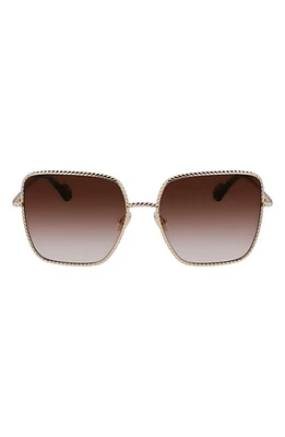 Lanvin Babe 59mm Gradient Square Sunglasses in Gold/Gradient Brown at Nordstrom