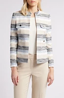 Anne Klein Stripe Tweed Jacket Light Coffee Multi at Nordstrom,