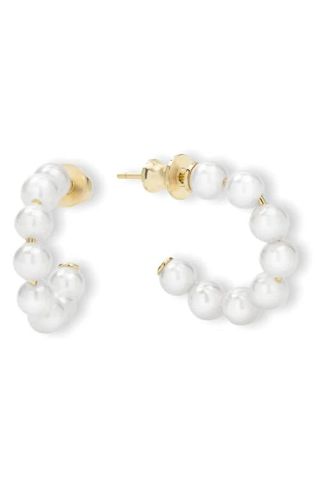 Melinda Maria Life's a Ball Imitation Pearl Hoop Earrings in White Pearl/Gold at Nordstrom