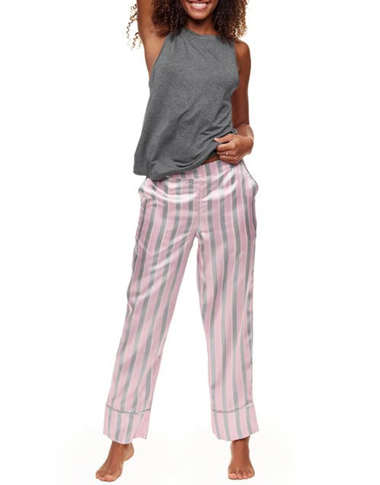 Adore Me Alania Tank & Pants Pajama Set Stripe Pink at Nordstrom,