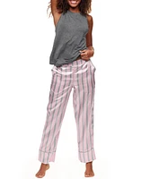 Adore Me Alania Tank & Pants Pajama Set Stripe Pink at Nordstrom,