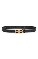 Balenciaga Hourglass Logo Buckle Leather Belt in Black at Nordstrom, Size 85