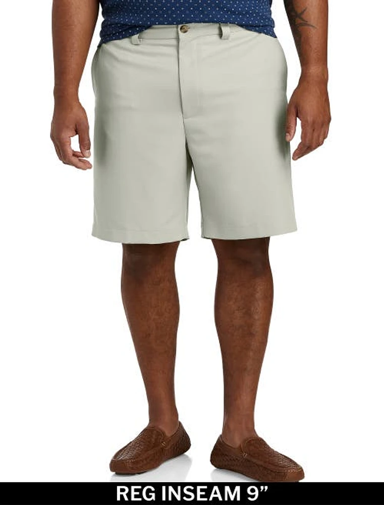 Oak Hill by DXL Waist-Relaxer Microfiber Shorts in Khaki at Nordstrom, Size 56