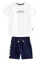 Baker by Ted Kids' Graphic T-Shirt & Pull-On Shorts Set Blue at Nordstrom,