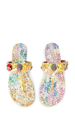 Kurt Geiger London x Floral Couture Kensington T-Strap Flip Flop Yellow Multi at Nordstrom,