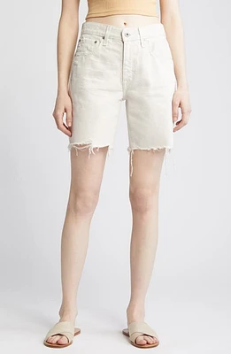 AG Ex-Boyfriend High Waist Raw Hem Denim Shorts 1 Year Opal Stone at Nordstrom,