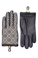 Tory Burch T Monogram Jacquard & Leather Gloves at Nordstrom,