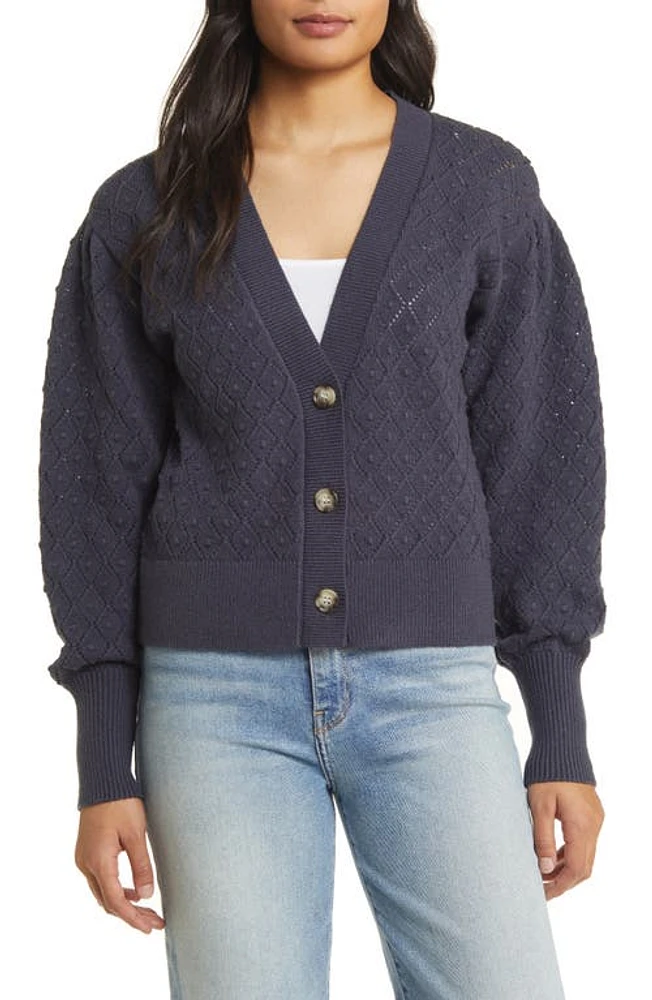 caslon(r) Pointelle Deep V-Neck Cardigan at Nordstrom,