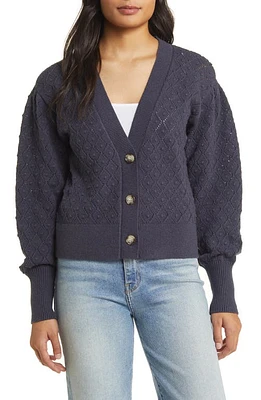 caslon(r) Pointelle Deep V-Neck Cardigan at Nordstrom,