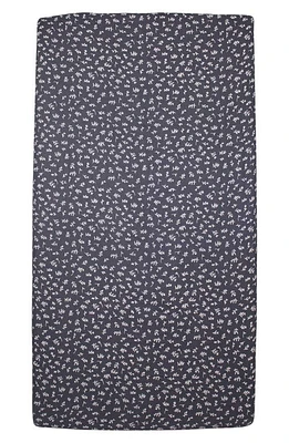 L'Ovedbaby Branch Print Fitted Organic Cotton Crib Sheet in Dusk Leaves at Nordstrom