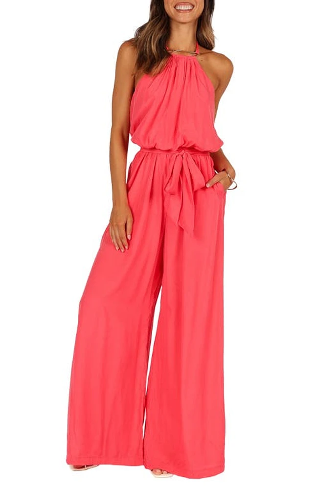 Petal & Pup Dionne Halter Jumpsuit Flamingo at Nordstrom,