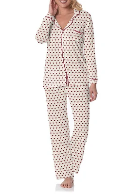 KicKee Pants Print Long Sleeve Pajamas in Natural Hearts at Nordstrom, Size Small