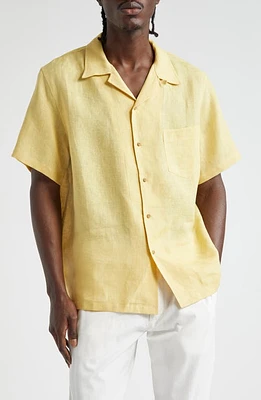 De Bonne Facture Linen Camp Shirt Pomegranate Yellow at Nordstrom, Us