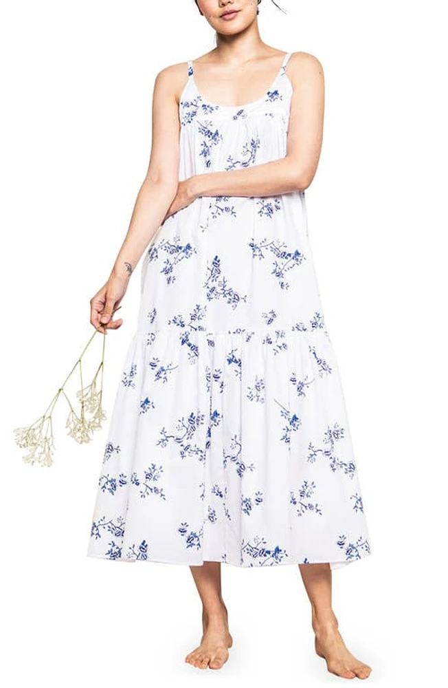 Petite Plume Chloe Floral Cotton Nightgown White at Nordstrom,