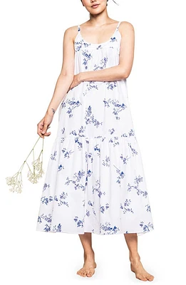 Petite Plume Chloe Floral Cotton Nightgown White at Nordstrom,