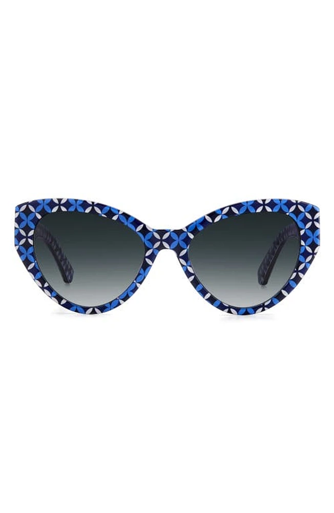 Kate Spade New York paisleigh 55mm gradient cat eye sunglasses in Blue Geo Pattern/Grey Shaded at Nordstrom