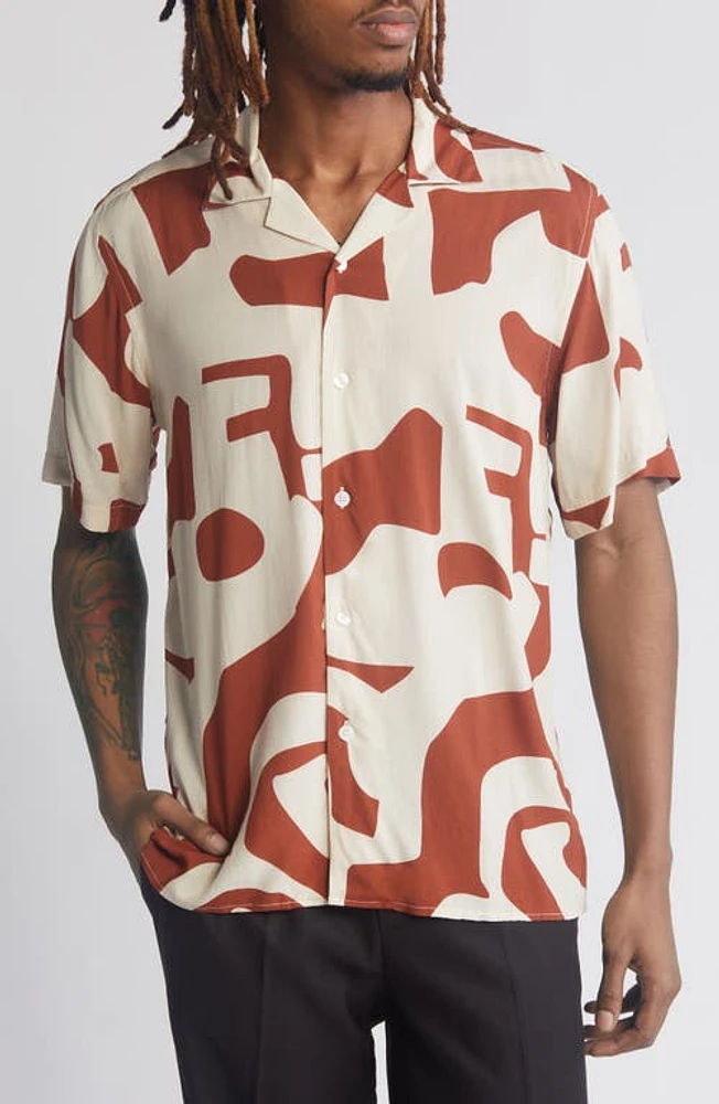 OAS Russet Puzzlotec Camp Shirt Red at Nordstrom,