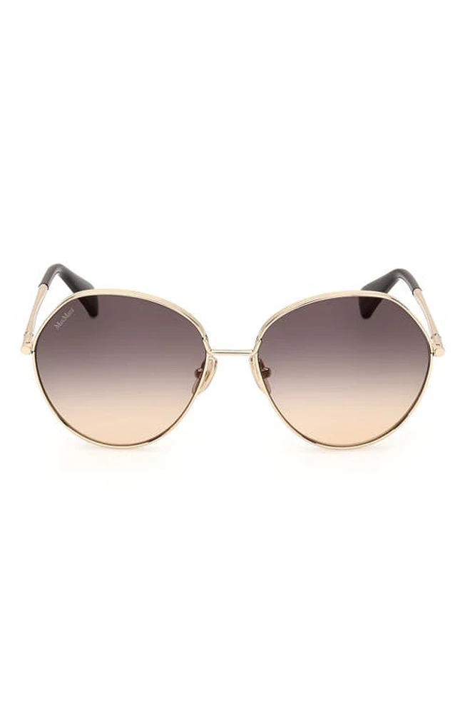 Max Mara Menton 57mm Round Sunglasses in Gold /Gradient Smoke at Nordstrom