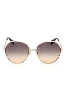 Max Mara Menton 57mm Round Sunglasses in Gold /Gradient Smoke at Nordstrom