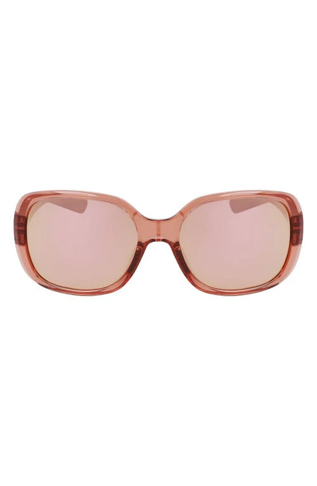 Nike Audacious 135mm Square Sunglasses in Fossil Rose/Rose Gold Mirror at Nordstrom