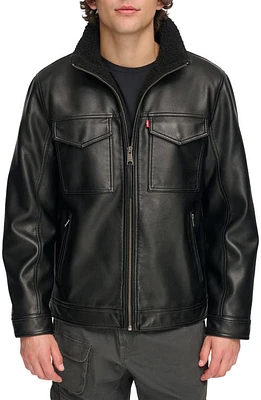 levi's Faux Shearling Lined Rancher Jacket Black at Nordstrom,