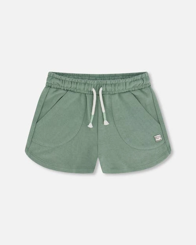 Deux Par Deux Little Girl's French Terry Short Olive Green at Nordstrom, Size 4T