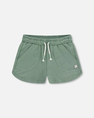 Deux Par Deux Little Girl's French Terry Short Olive Green at Nordstrom, Size 4T