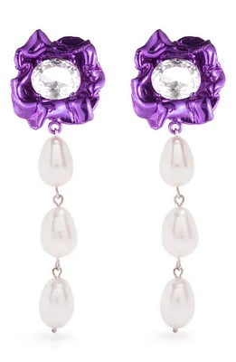 Sterling King Lola Floral Freshwater Pearl Drop Earrings in Violet at Nordstrom