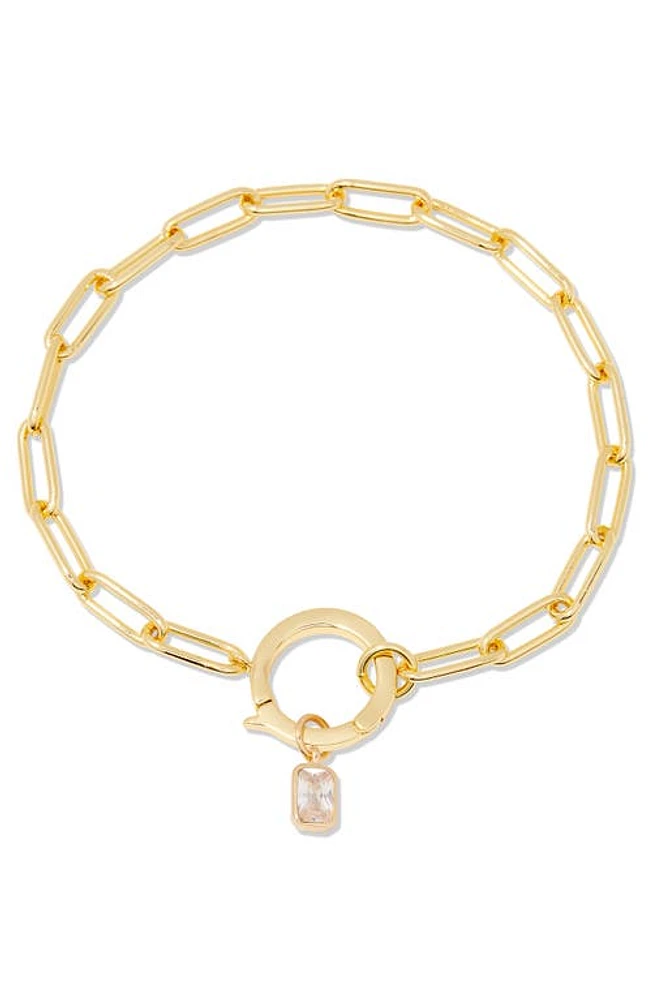 Brook and York Colette Birthstone Paper Clip Chain Bracelet in Gold