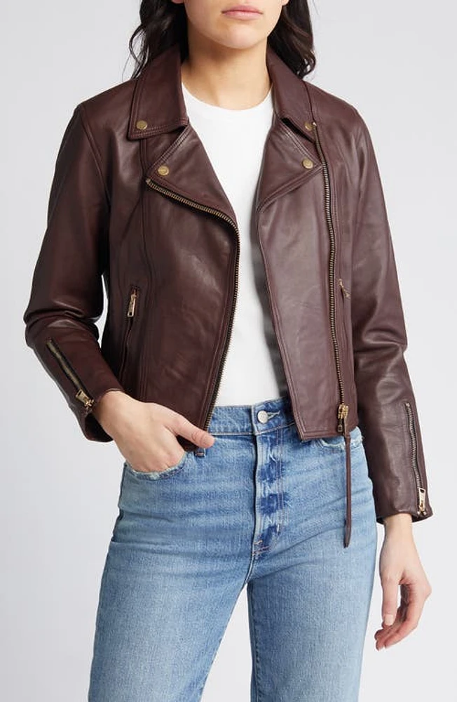 AllSaints Neve Leather Moto Jacket Oxblood Red at Nordstrom, Us